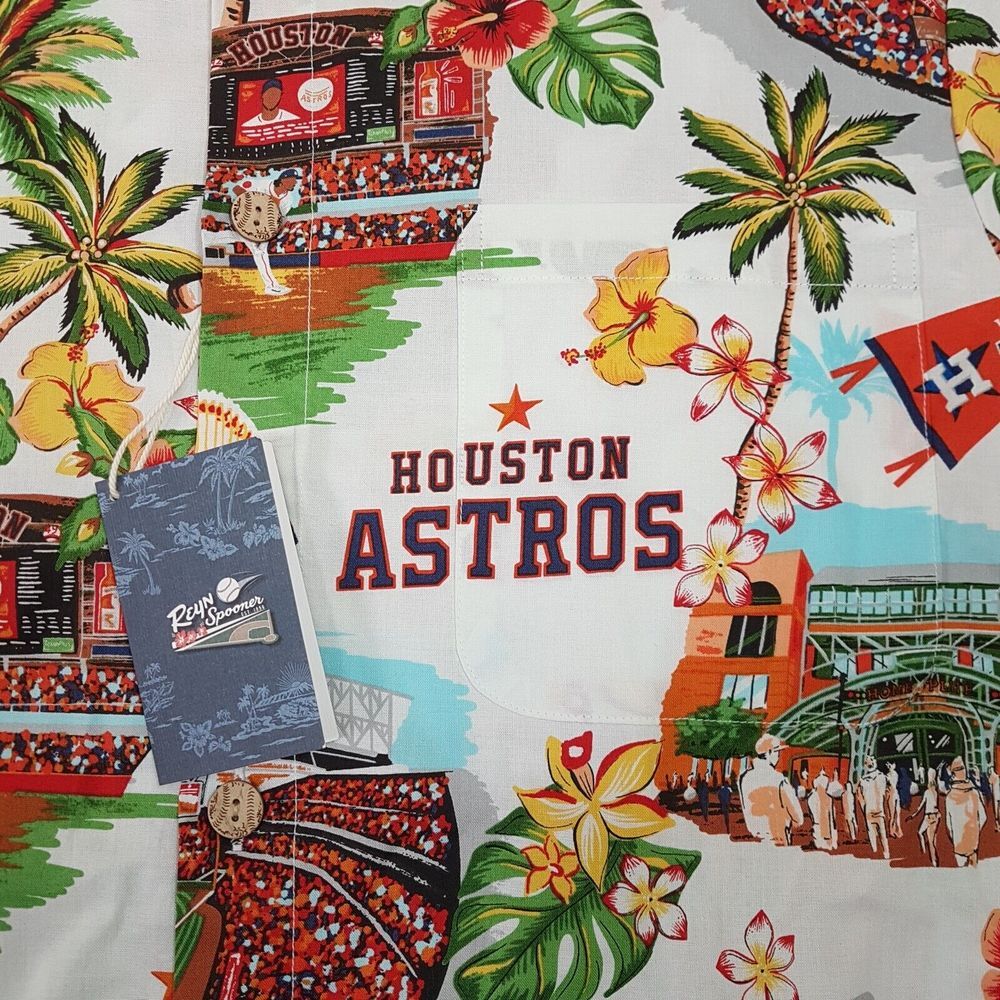 REYN SPOONER Houston Astros Hawaiian Shirt‎ Mens Size MEDIUM Multicolor - Picture 3 of 9